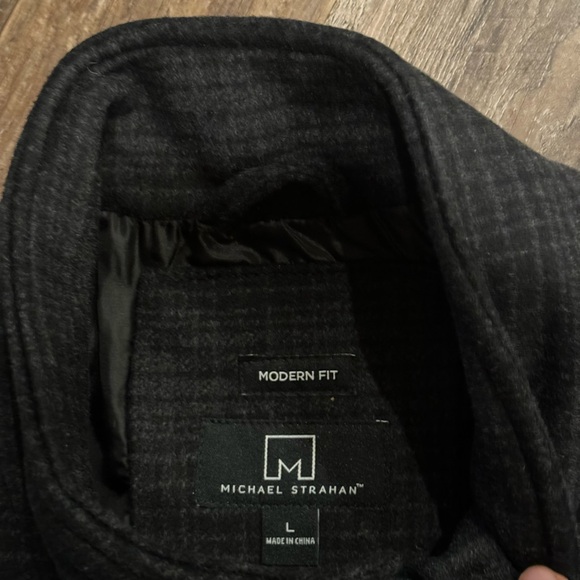 New With Tags Men’s Michael Strahan Wool Coat Size Large Black Gray Warm Lined - Picture 3 of 10